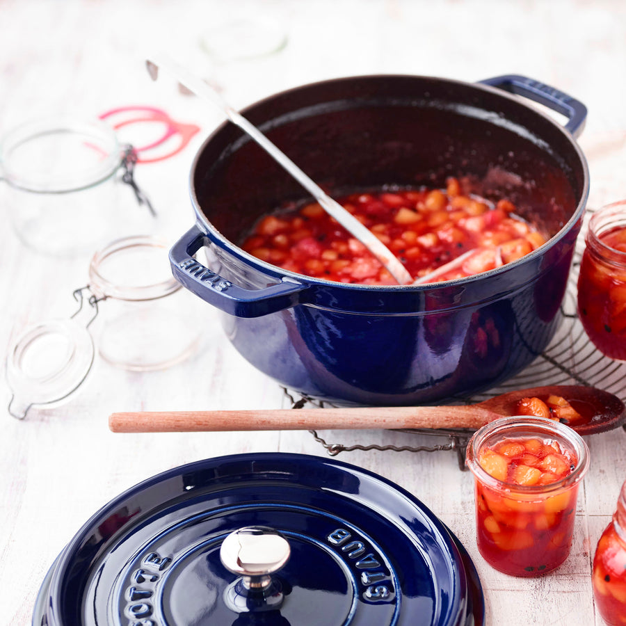 Staub Dutch Oven - 13.25-qt Round Cast Iron Cocotte - Sapphire