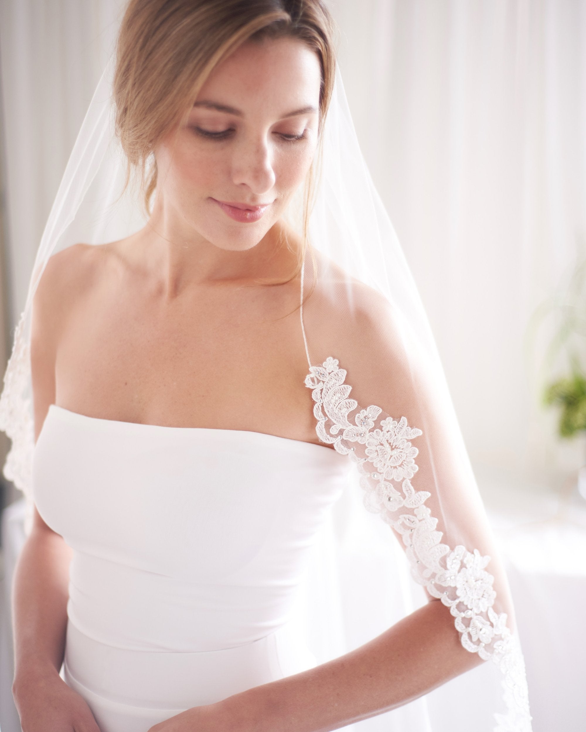 Sasha Lace & Beaded Veil - Shop Wedding Veils | Dareth Colburn