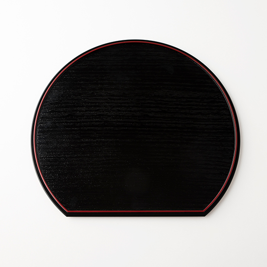 橋本達之助工芸]半月盆36cm (黒塗り/朱塗りリバーシブル) 【4枚セット