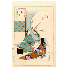 水野年方による浮世絵「「三十六佳撰」 「初音」「万治頃婦人」」