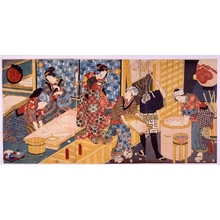 歌川国貞による浮世絵「「師走 十二月の内 餅つき」」