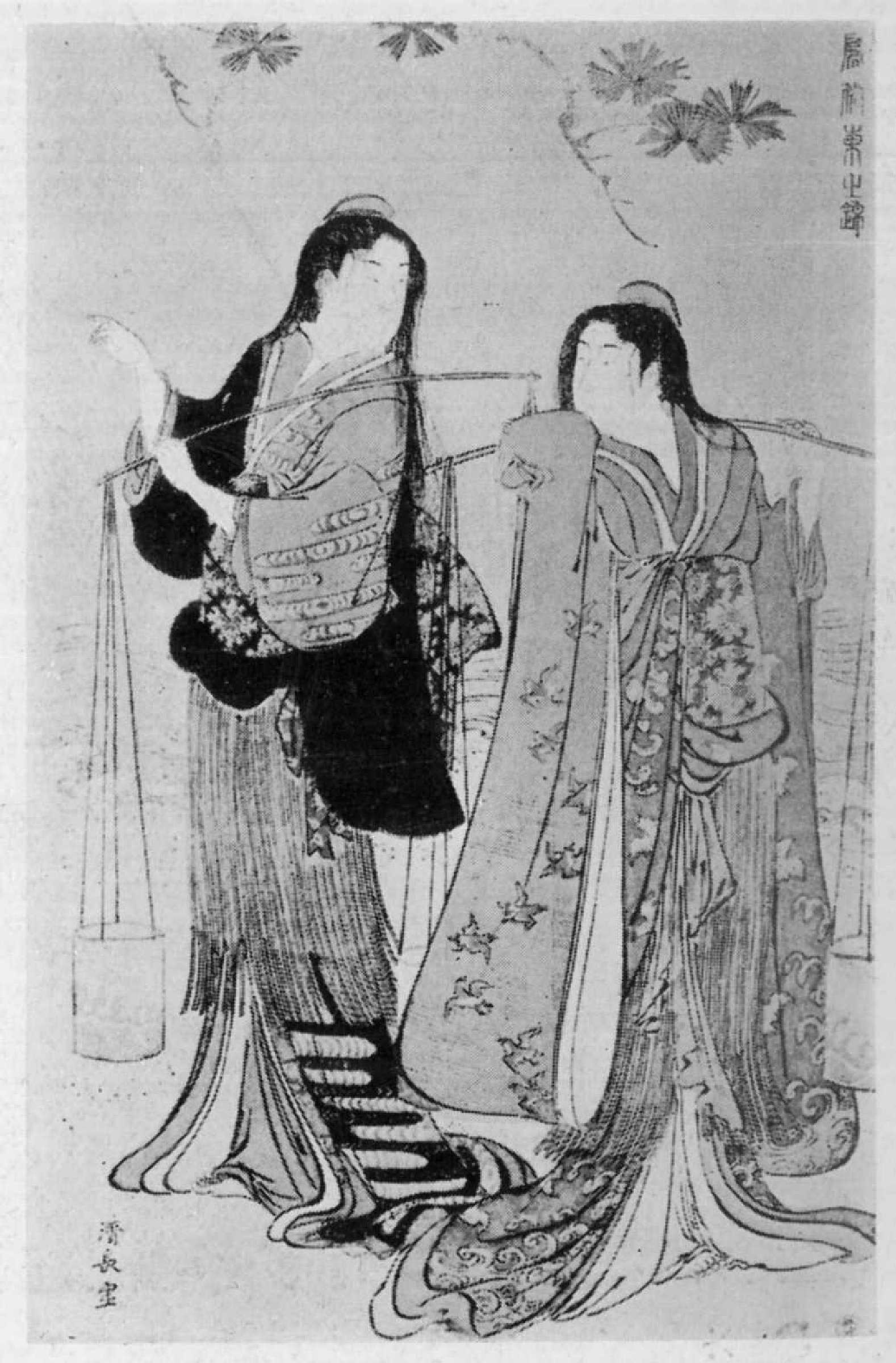 鳥居清長による浮世絵「「風俗東之錦 汐汲」」