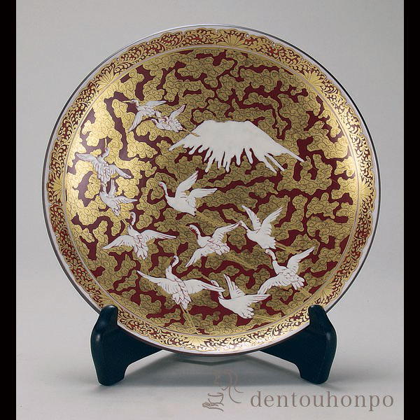 送料無料】 飾皿 金襴手富士に鶴図 8.5号 / 置物 飾皿 スタンド 絵皿