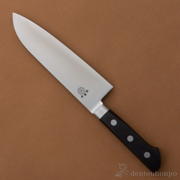 送料無料】 洋包丁 堺菊守 SKKバナジウム鋼（口金付） 三徳 1本 名入れ