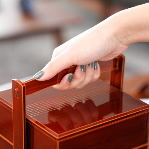 飛騨春慶 福壽漆器店 手提三段重 伝統工芸品 木製 お重箱 | MUKU工房