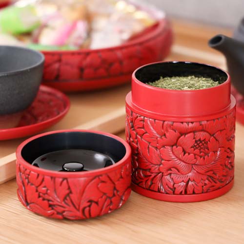 村上木彫堆朱 藤井漆工 茶筒 伝統工芸品 木製 茶筒 | MUKU工房