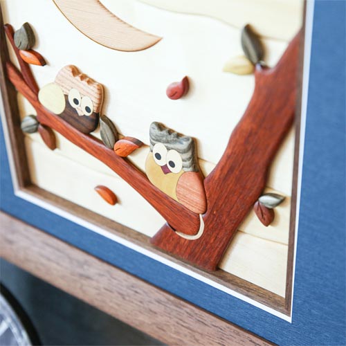 旭川クラフト Pecker 工房ペッカー YO-F 寄せ木絵 ふくろう 国産