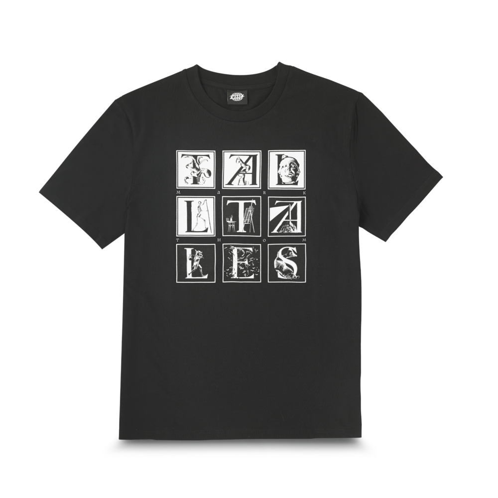 T-Shirt, S - Tall Tales Drop Caps T-shirt - Black by Mark