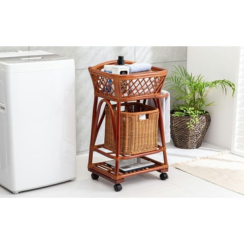 dショッピング |ラタン ランドリーラック ランドリーワゴン 籐 かご