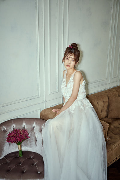 フラワーレース Vネック Aラインドレス（W279）