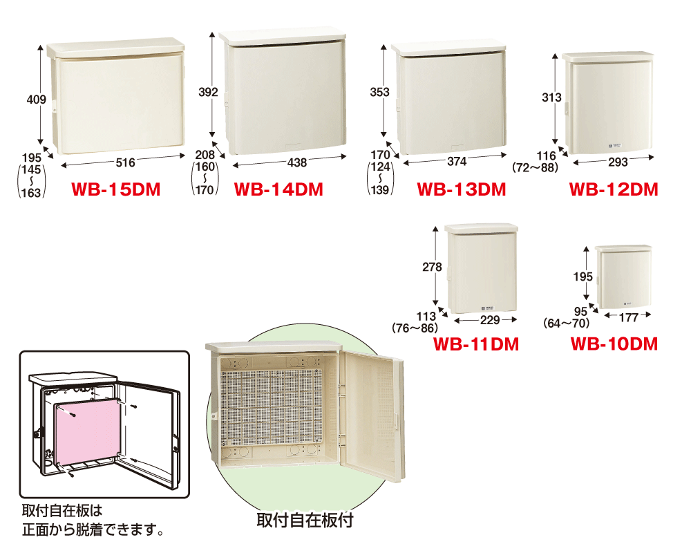 未来工業】 ヨコ型ウオルボックス 屋根一体型 ミルキーホワイト|e431