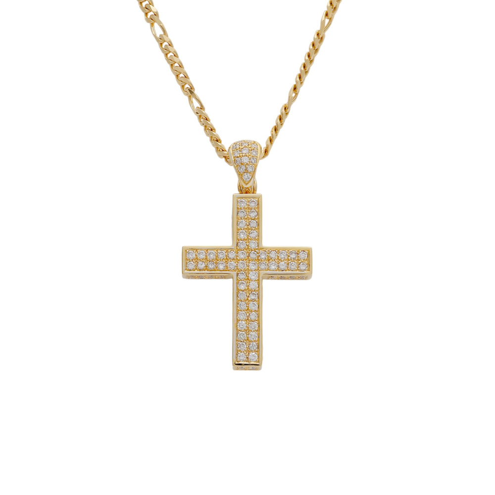 K18イエローゴールド ダイヤモンド クロス ネックレス J405510 | ユキ