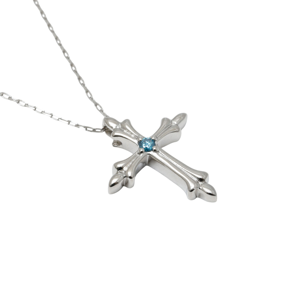 プラチナ950 プラチナ850 ブルーダイヤ クロス ネックレス J393429