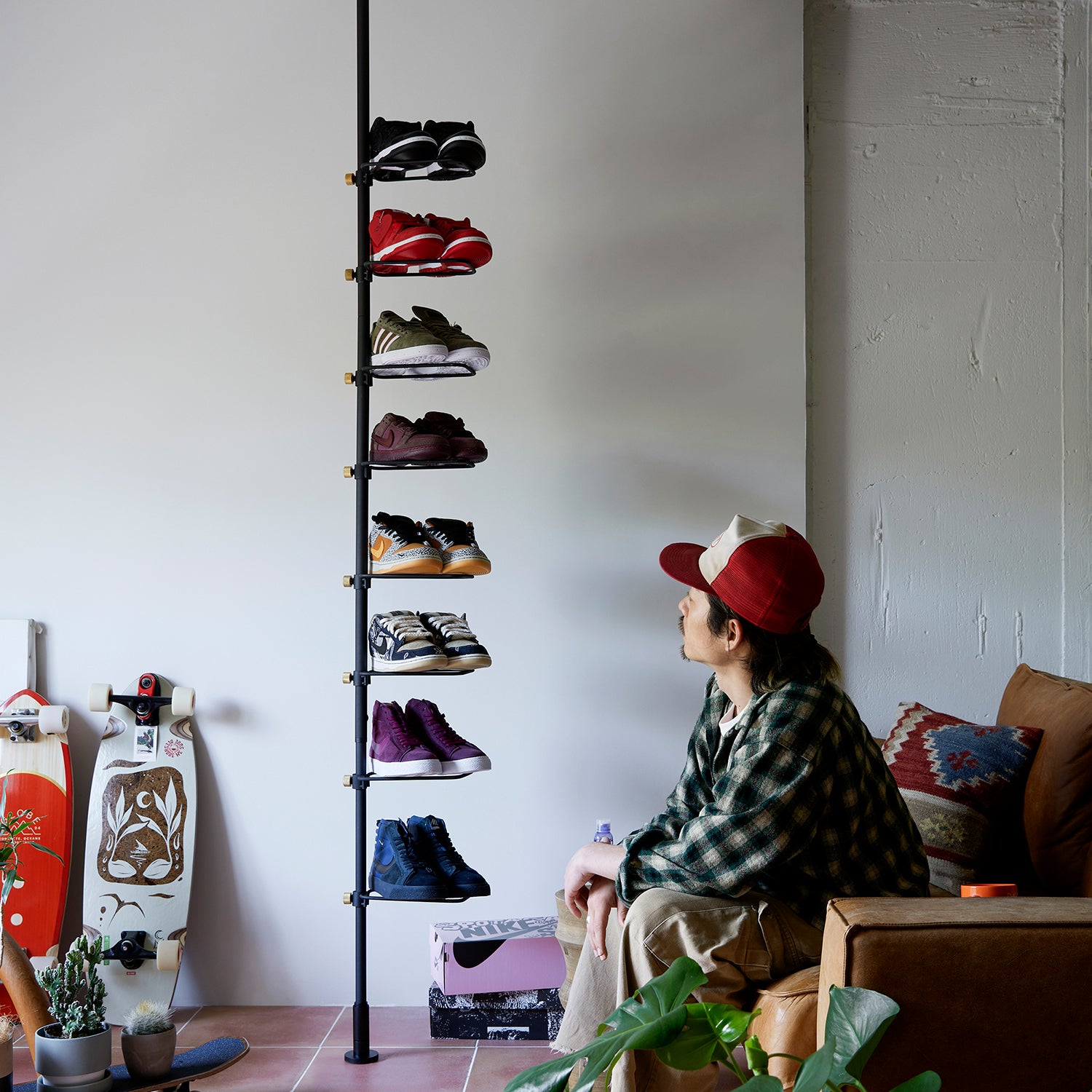 オープンシューズラック8足SET Black SET-D-OSR8-BK｜平安伸銅工業