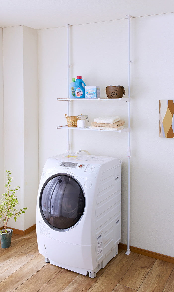 突っ張り伸縮ランドリーラック ホワイト 幅60〜93cm 高さ199〜265cm L