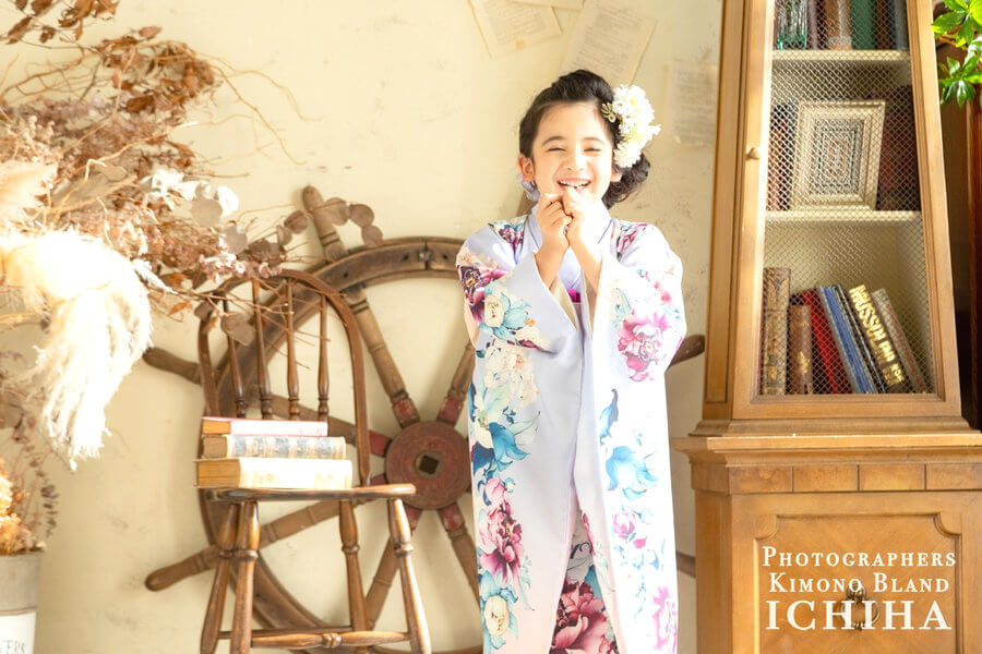 7歳七五三レンタル｜紫牡丹 紫ピンク #0254