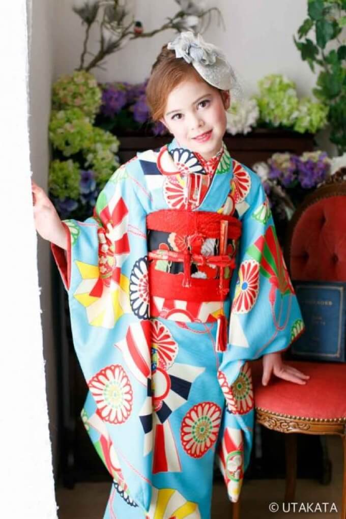 7歳七五三レンタル アンティーク復刻 花音鈴 水色