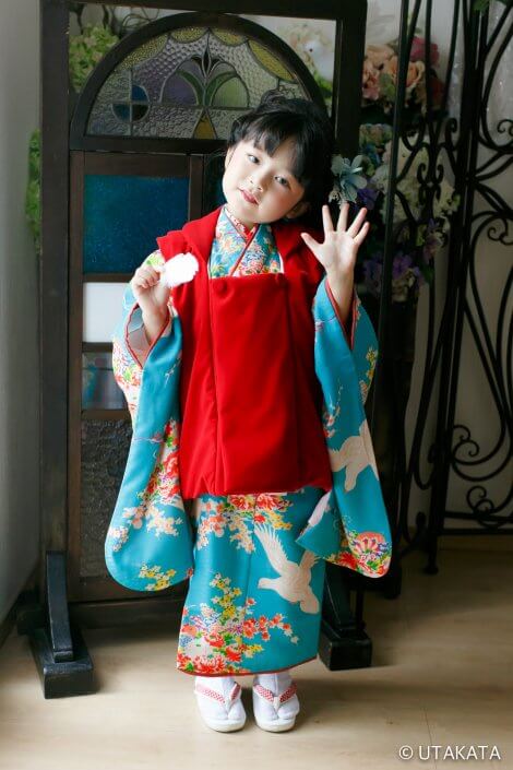 鳩水色七五三3歳アンティーク着物｜着物レンタル いちは【レトロ】