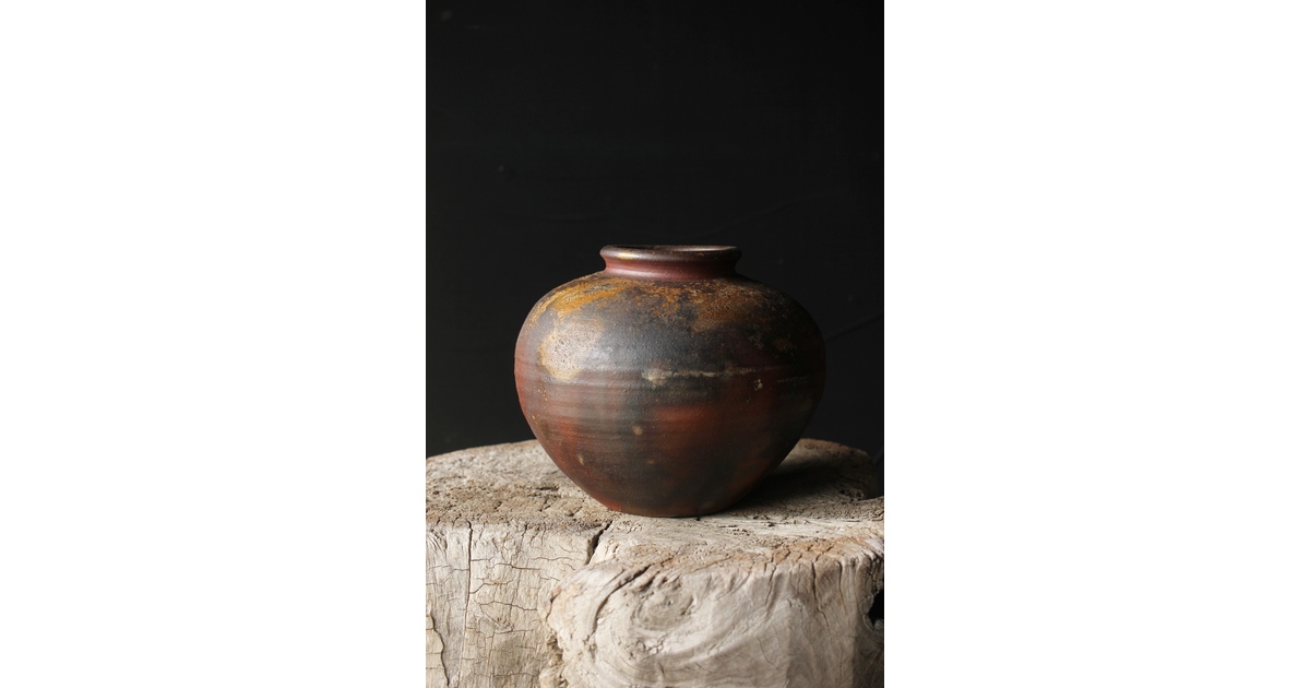 人間国宝 山本陶秀 備前壺 花瓶/花器 P342｜骨董店 のびる 古美術 骨董