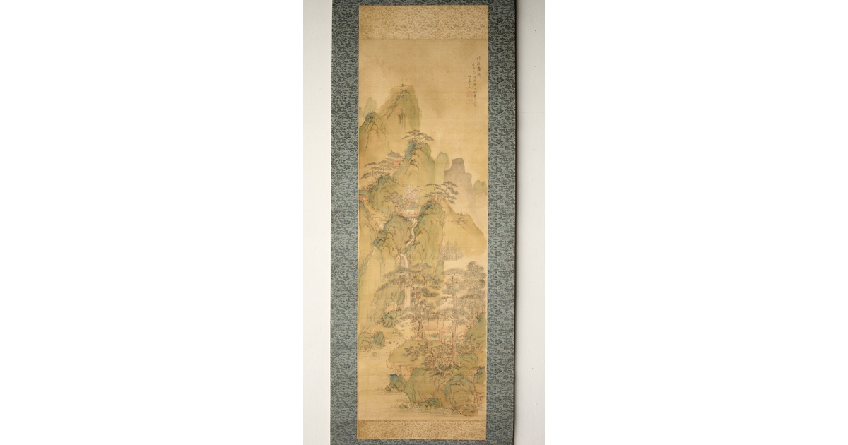斎藤畸庵 山水図 絹本掛軸 Z525｜骨董店 のびる 古美術 骨董 和風建具