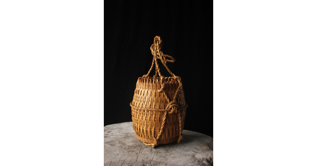 加藤藤昇斎 兒島籠花入 共箱 U397｜骨董店 のびる 古美術 骨董 和風