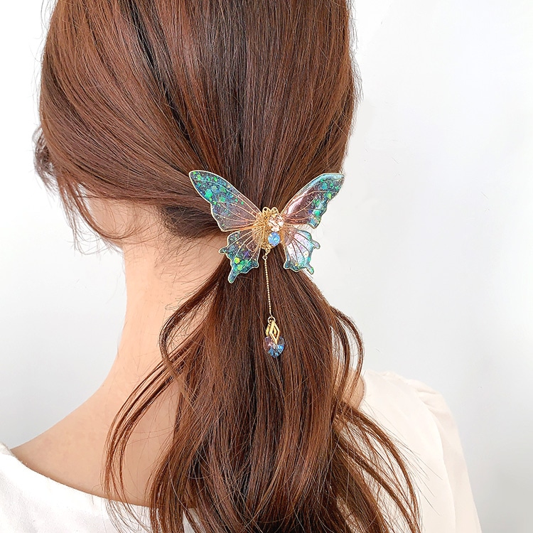 偏光ホログラムの蝶々ポニーフック | ビーズ・パーツなどの