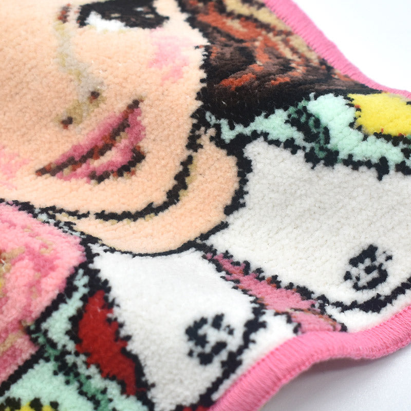 日本製 RUNE 内藤ルネ ポピーと少女 ハンカチ シェニール織 23cm 綿100