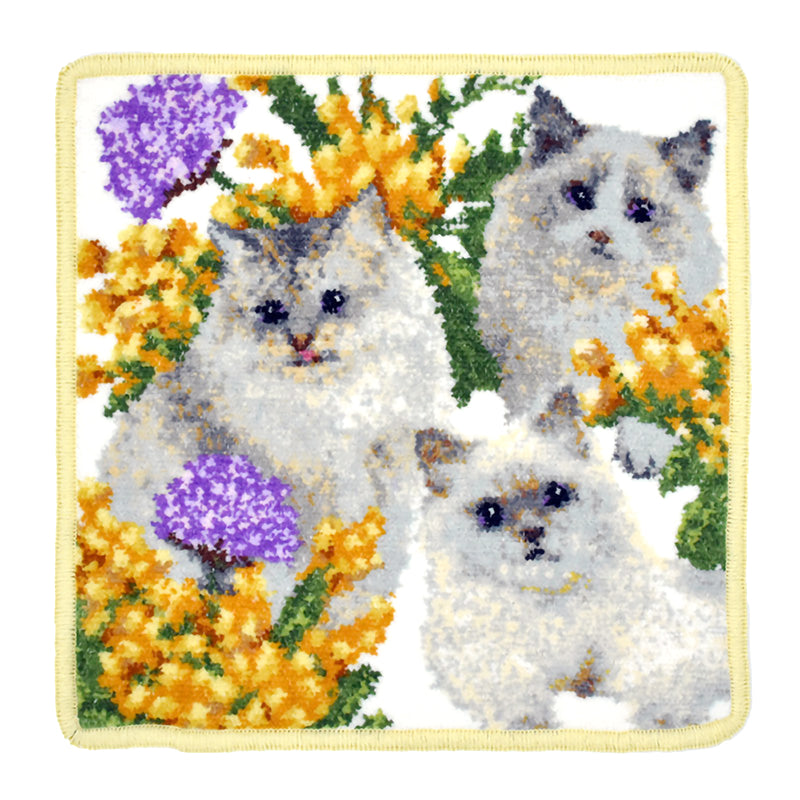 日本製 犬猫柄 ラグドール ねこ ネコ柄 23cm 綿100% ハンカチ タオル