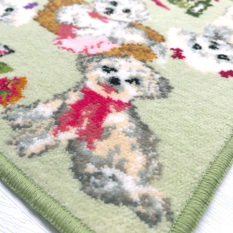 総柄マルチーズ 日本製 シェニール織 ハンカチ 犬猫柄 23cm 綿100