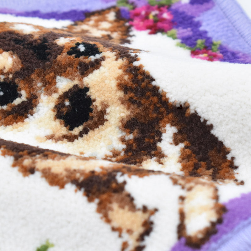 日本製 犬猫柄 リボン チワワ 17cm 綿100% ミニハンカチ タオル