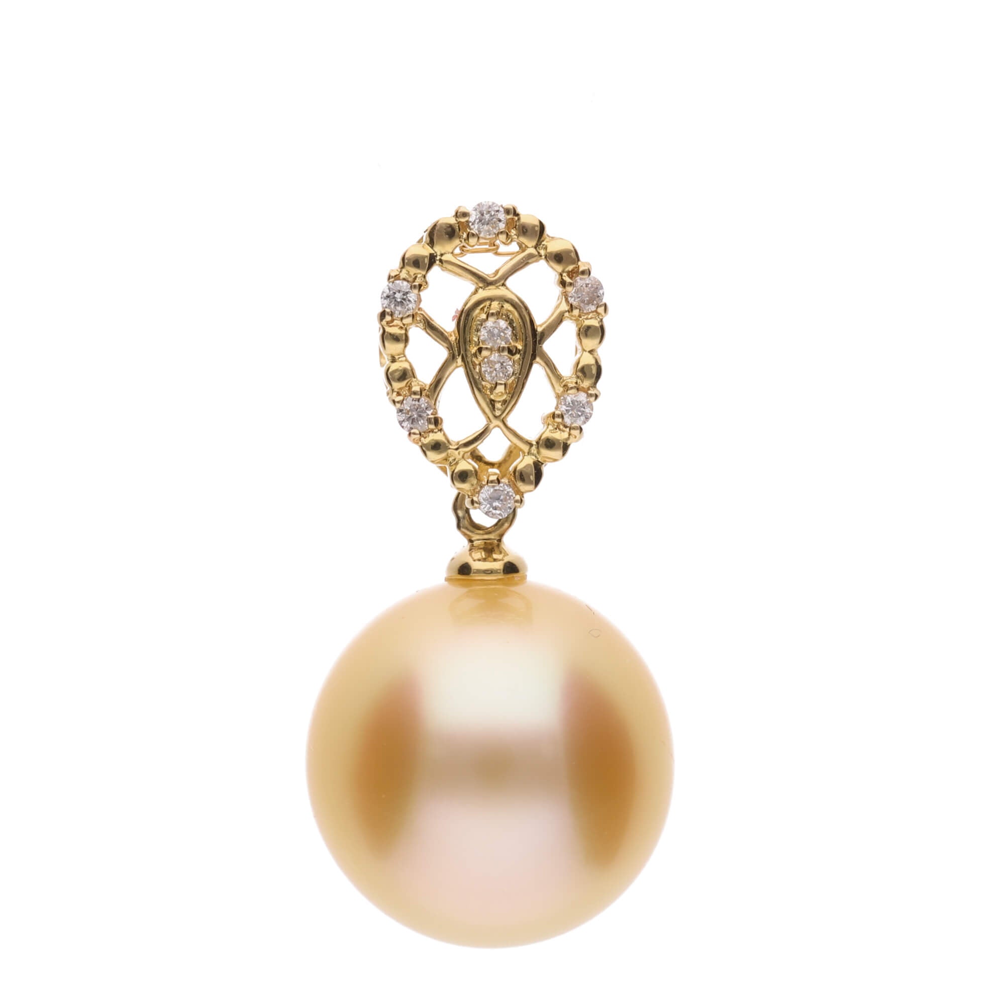 光輪】ゴールデンパール ダイヤモンド イエローゴールド ペンダント
