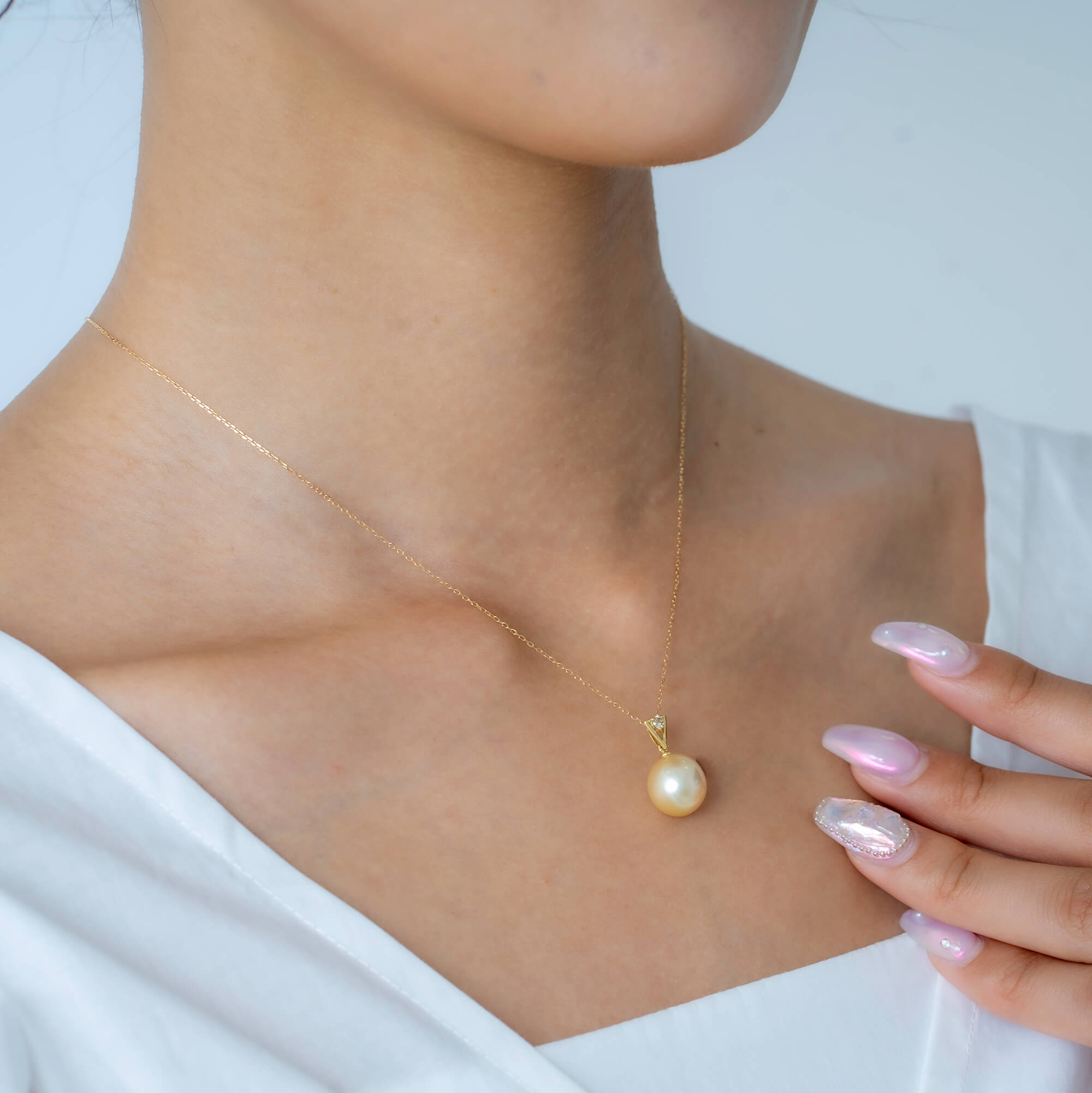 星影】ゴールデンパール ダイヤモンド イエローゴールド ペンダント