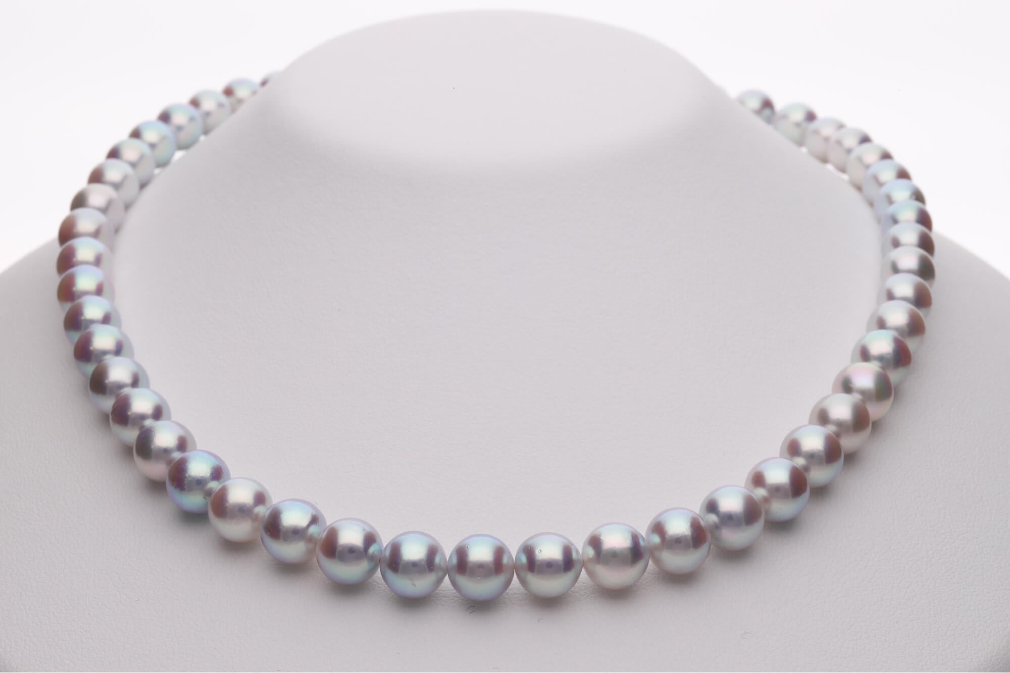 無調色 アコヤ真珠（日本） グレーパールネックレス 8.0-8.5mm