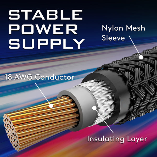 18 AWG Sleeved Cable - BLACK/GRAY – EZDIY-FAB