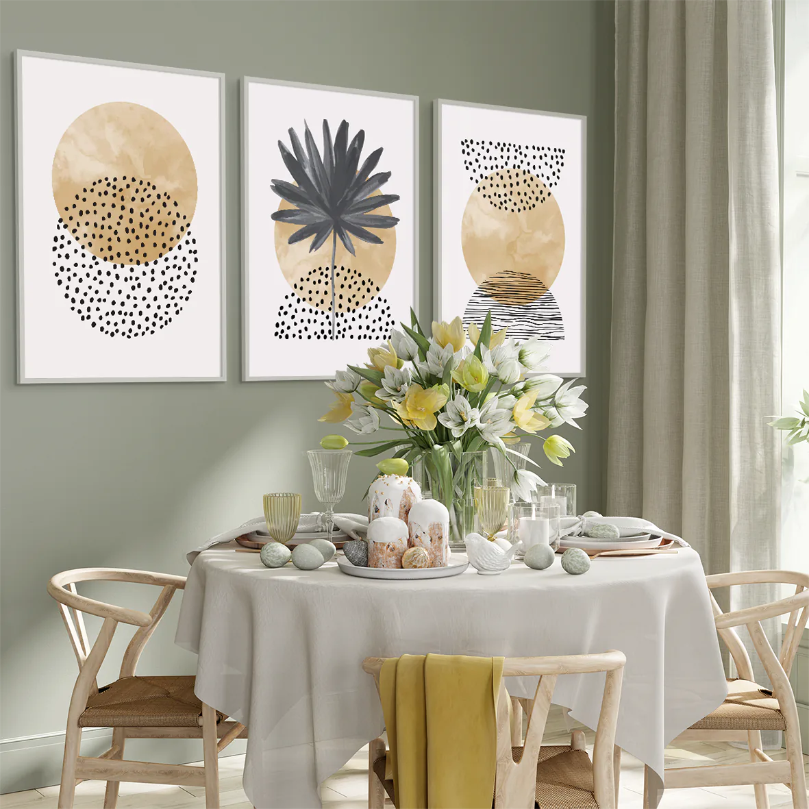 アートポスター 抽象 ベージュ ゴールド 北欧 3枚セット – FashionWallArt