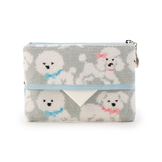 モフモフワンチャン ティッシュポーチ L/MWC-257364(シルバーグレー