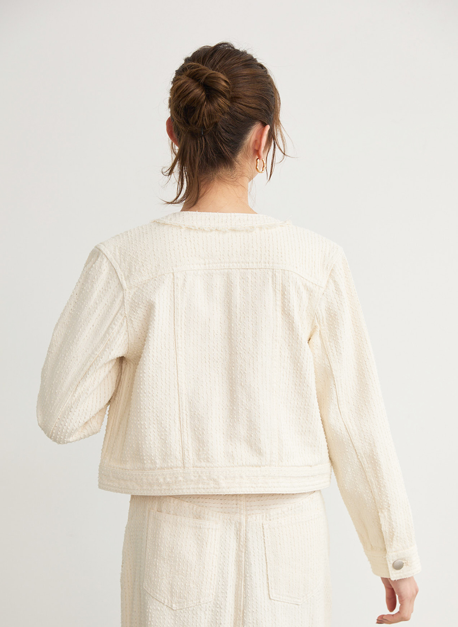 ニードルパンチデニムジャケット/セットアップ可｜LOUNIE（ルーニィ