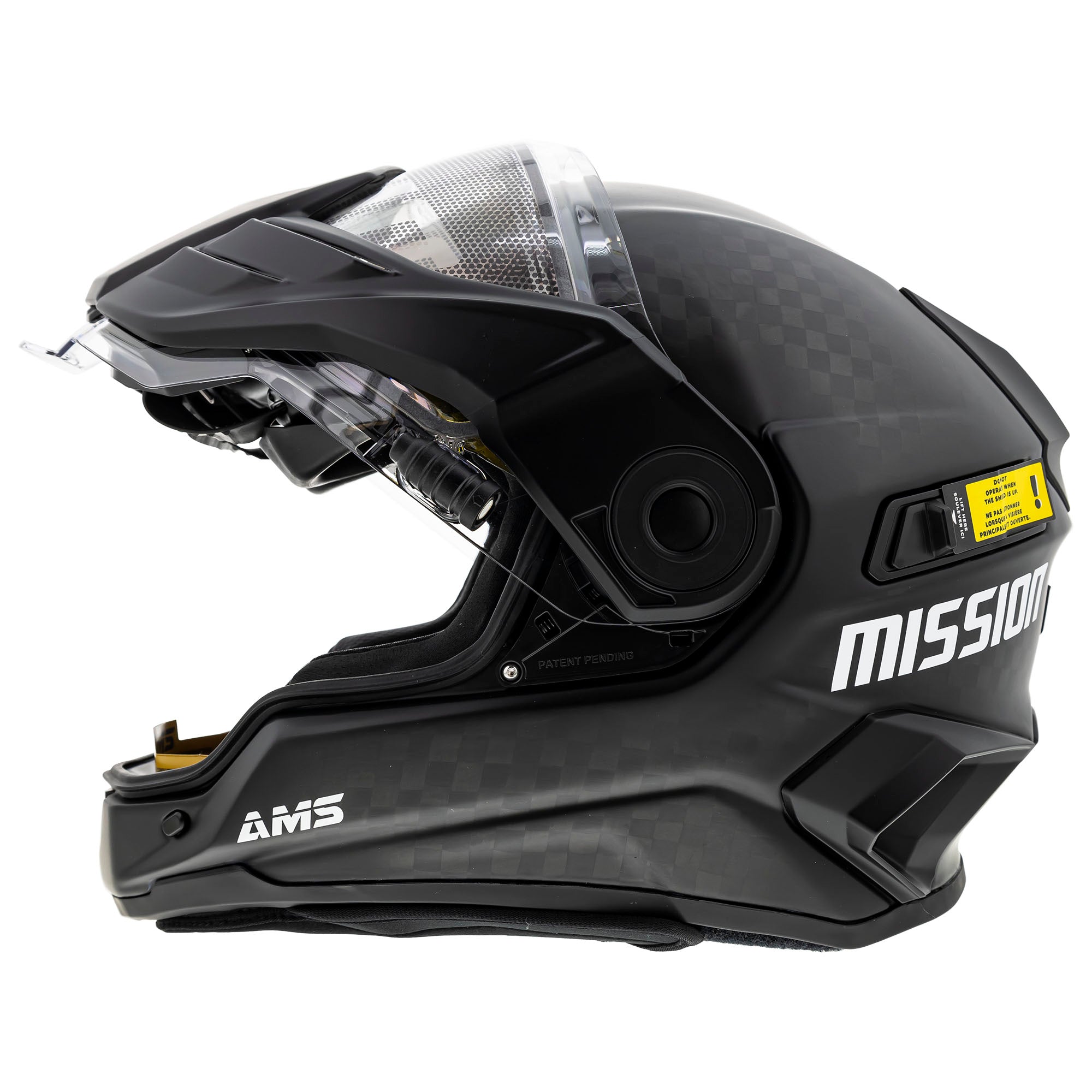 CKX Mission Carbon Fiber Electric Shield Snowmobile Helmet Black