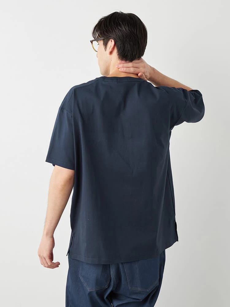 ホワイト 【EL.FO(エルフォ)】無地ポケット付きタフ衿クルーネック半袖