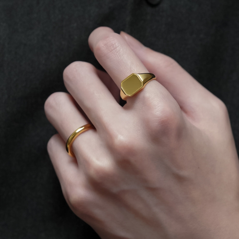 Square Signet Ring (Gold)【Silver925】 – FLÜGEL