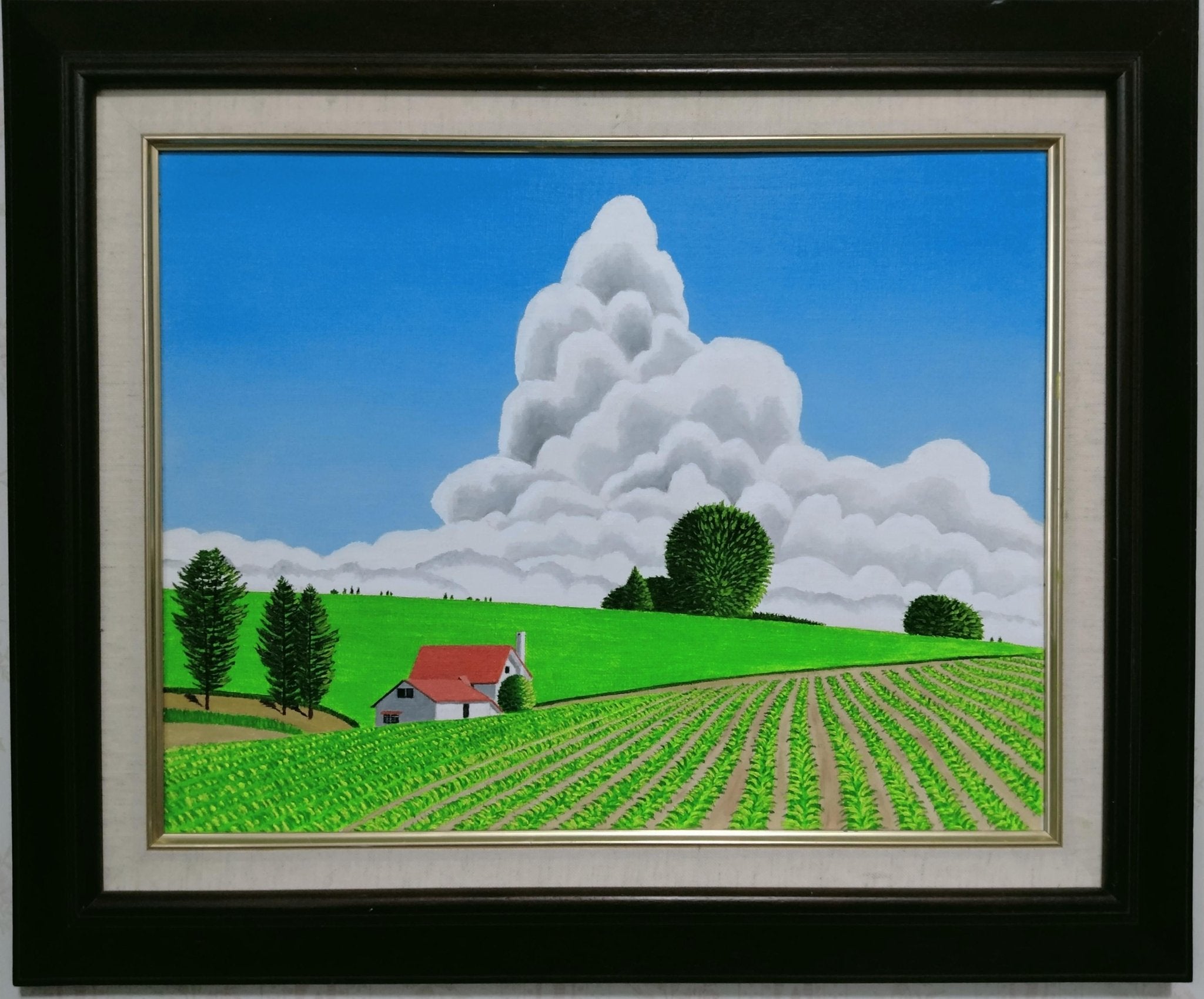 絵画の通販、購入ならFROM ARTIST/作品名：美瑛 畑の中の赤い屋根の家