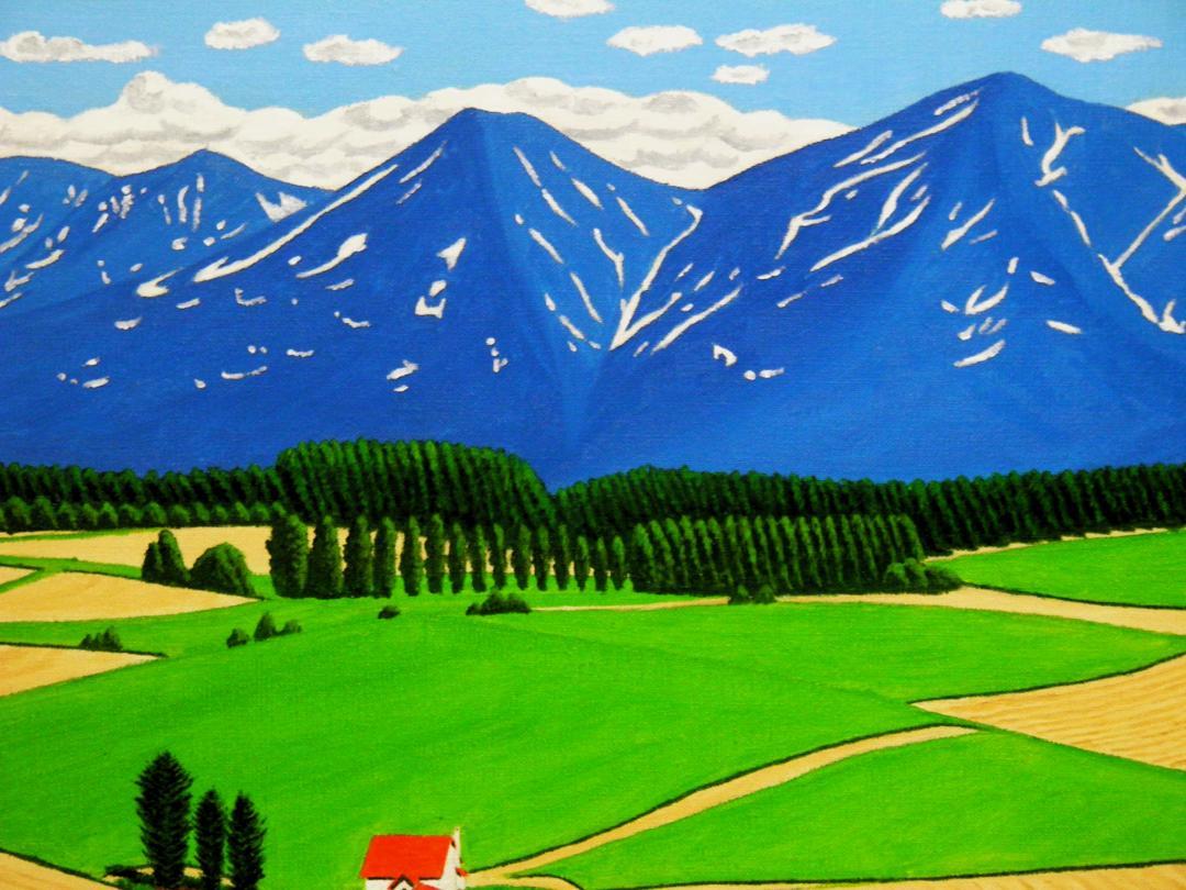 絵画の通販、購入ならFROM ARTIST/作品名：十勝連峰と赤い屋根の家