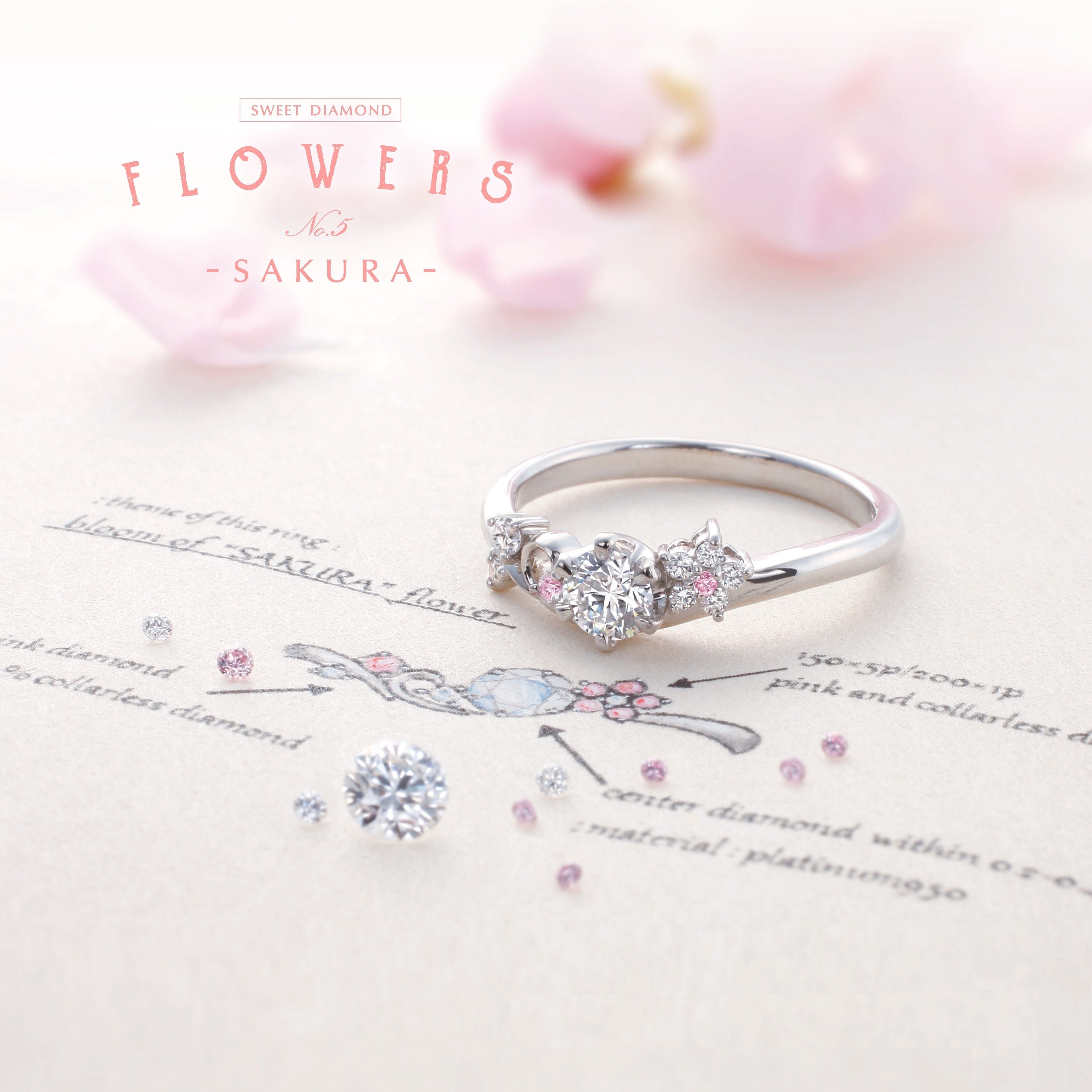 人気の婚約指輪(エンゲージリング) 「SAKURA pink daiamonds–さくら