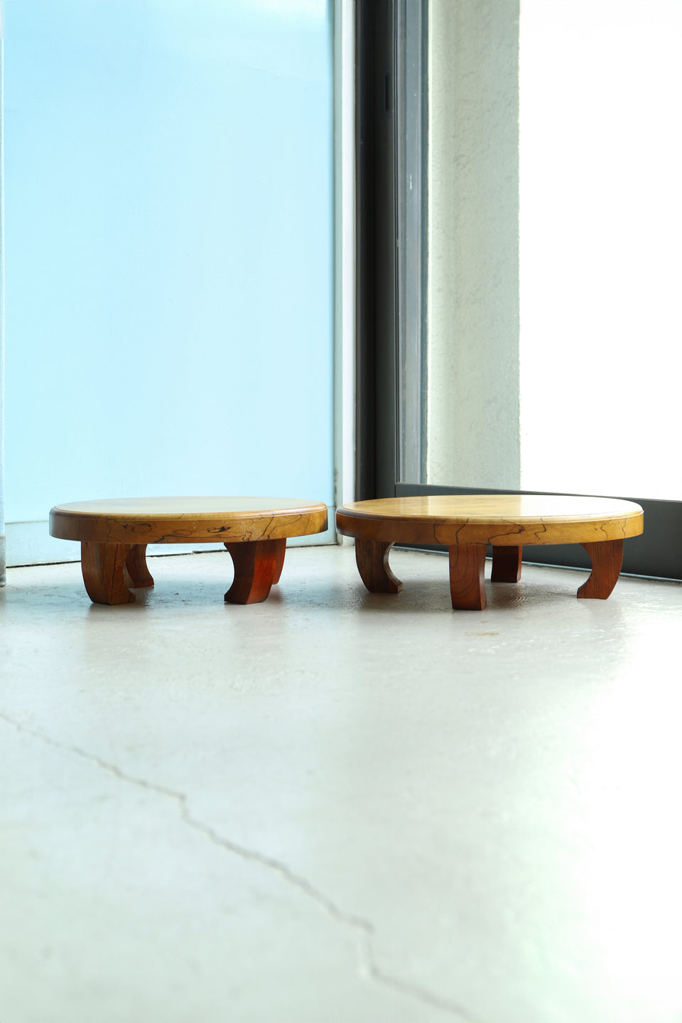 無垢材 ラウンドローテーブル 花台 ちゃぶ台/Round Low Table Solid