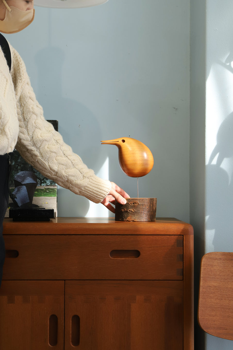 木製 バードオブジェ 置物 ミッドセンチュリー/Wood with Wire Leg