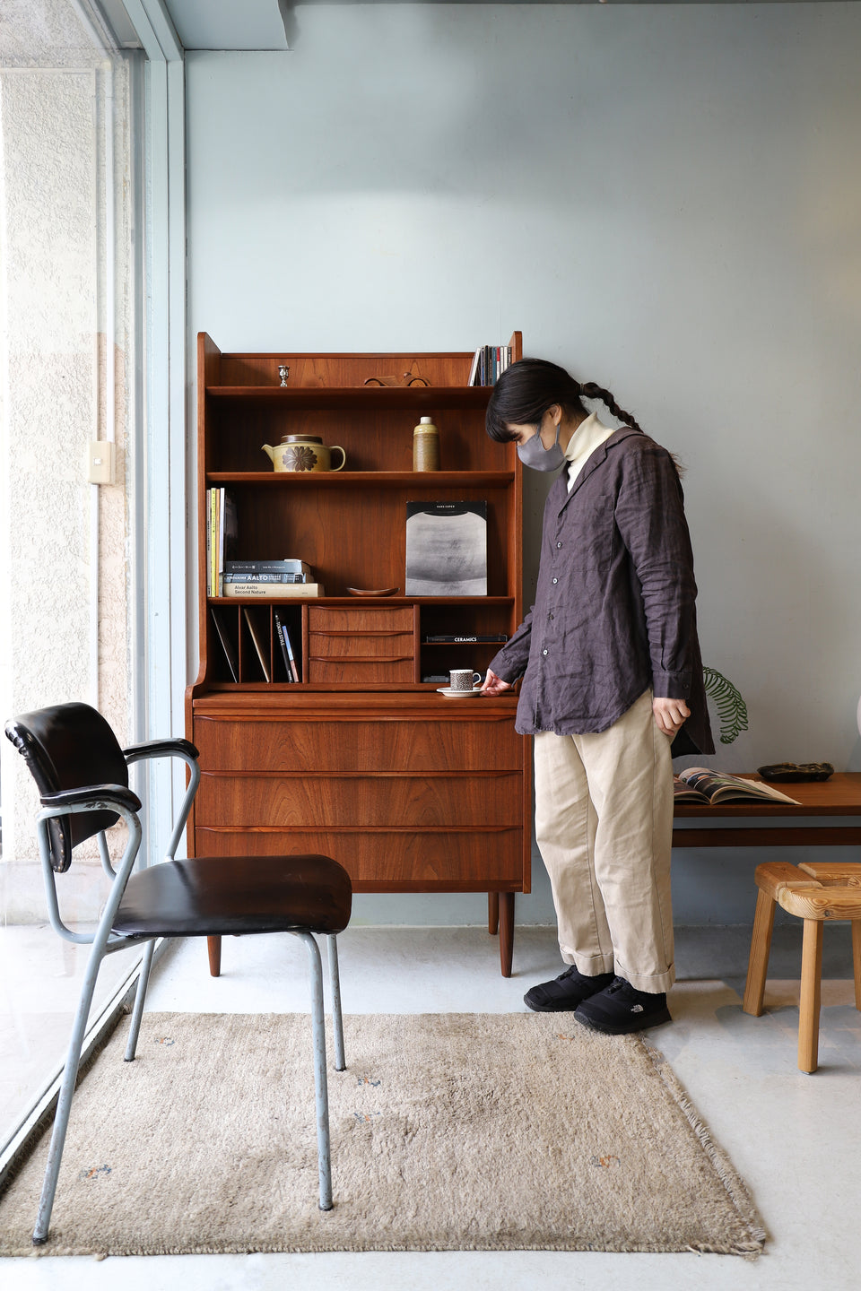 デンマークヴィンテージ ブックケース ビューロー 本棚 北欧家具