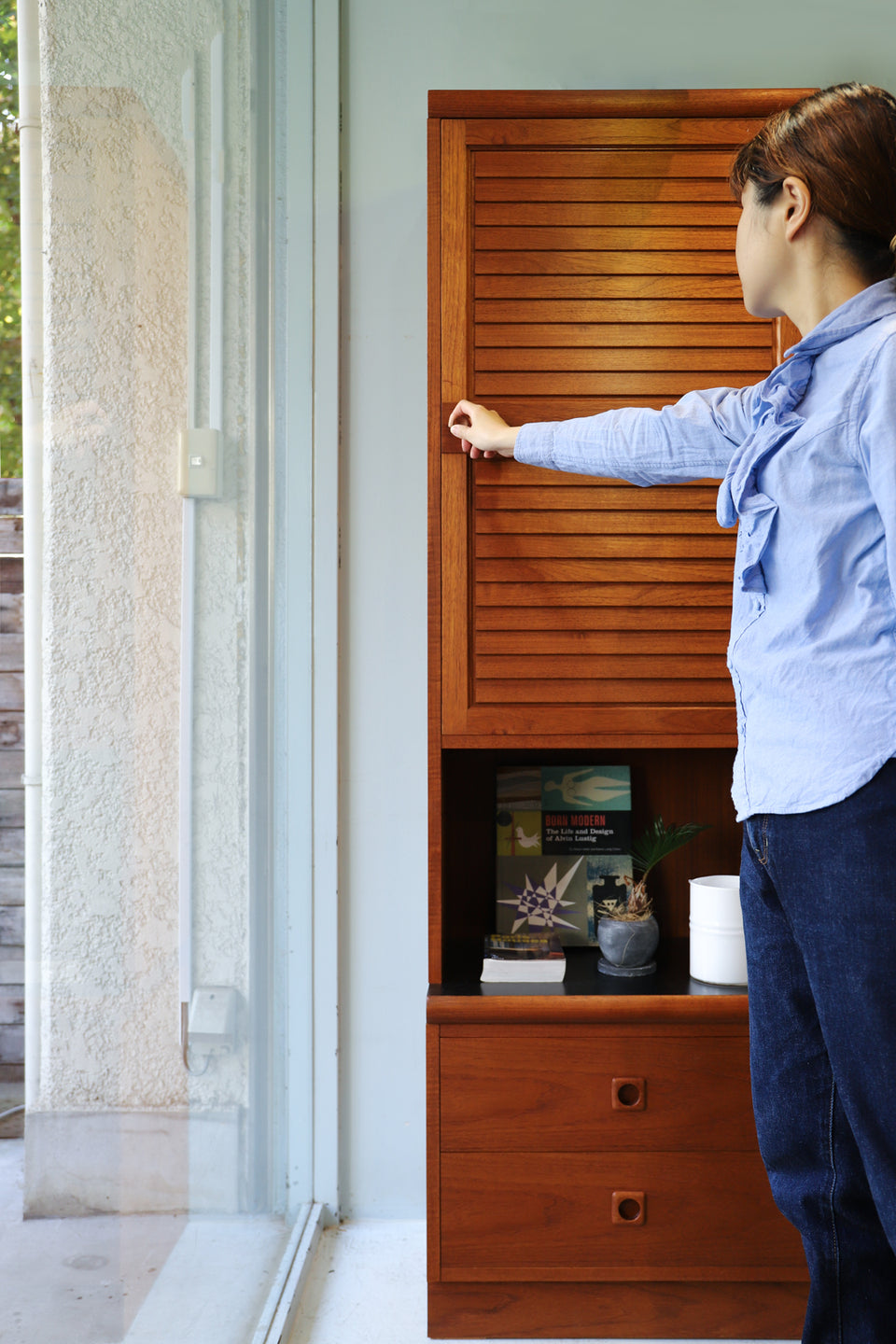 ジャパンヴィンテージ キャビネット チェスト 本棚 チーク材 レトロ