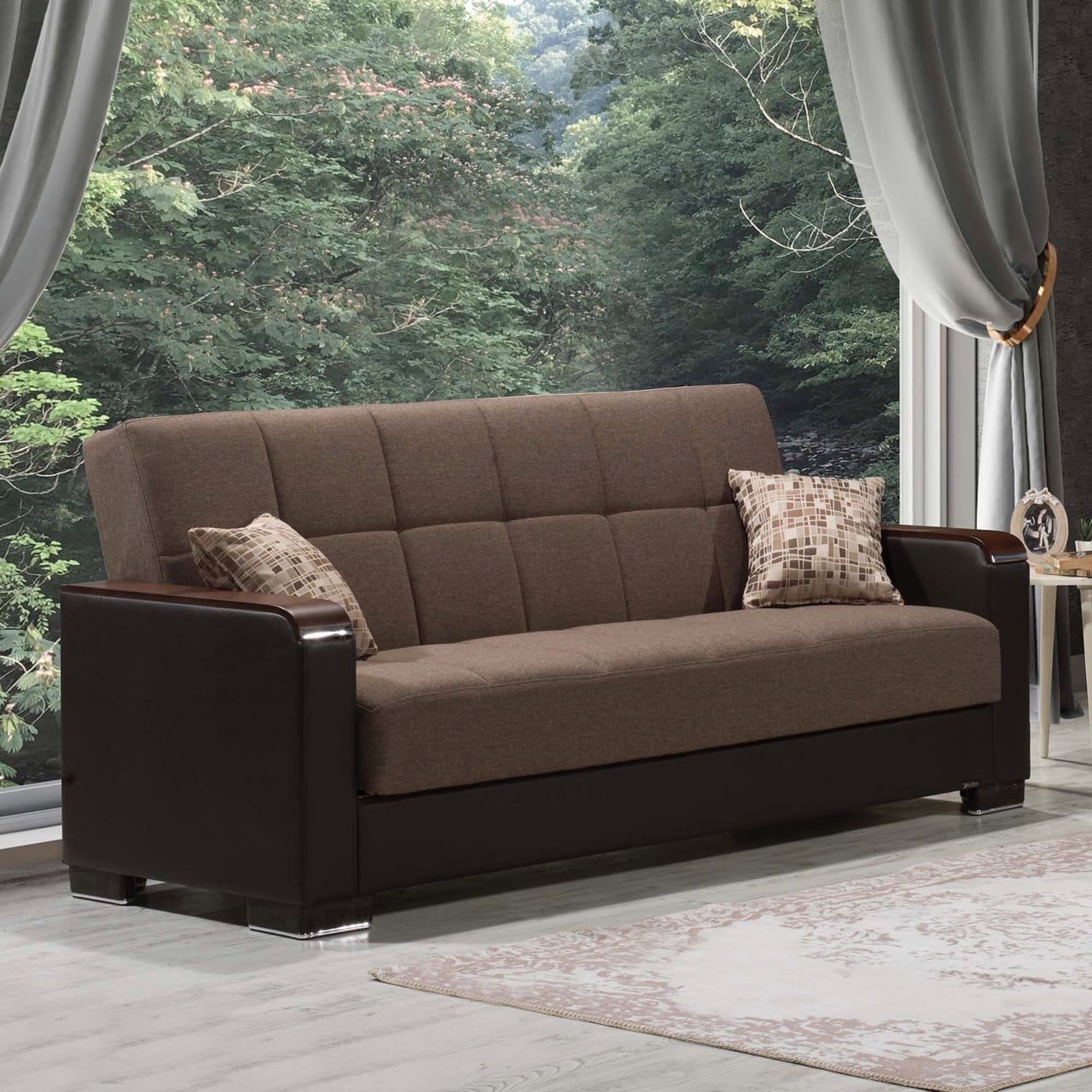 Armada X Brown Fabric/PU 314 Sofa Bed at Futonland