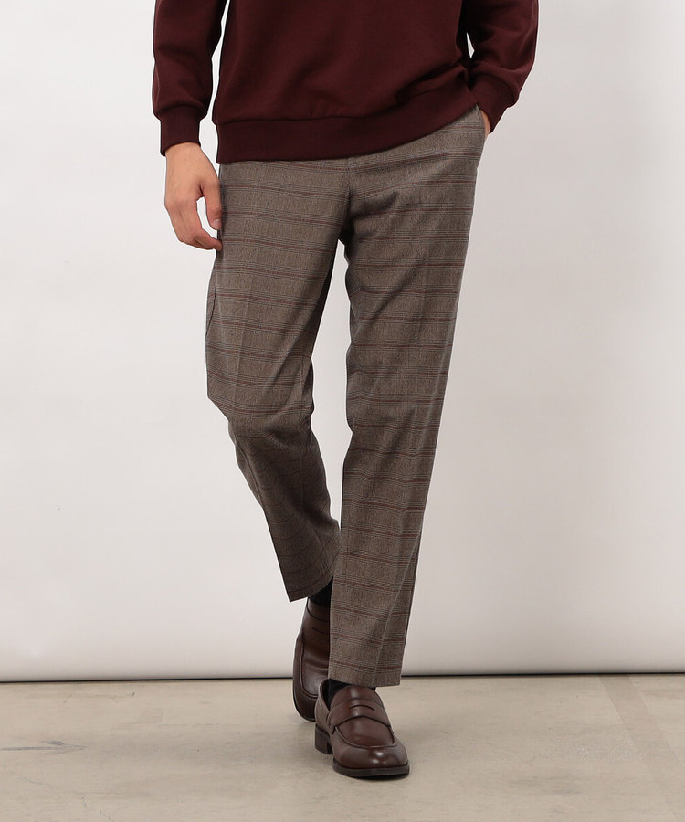 スマートベーシックパンツ】両面起毛ストレッチツイル チェック