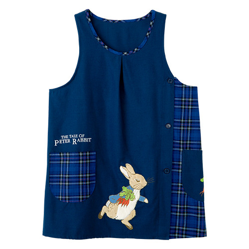 ピーターラビット チェック切替エプロン ネイビー|学研の保育用品